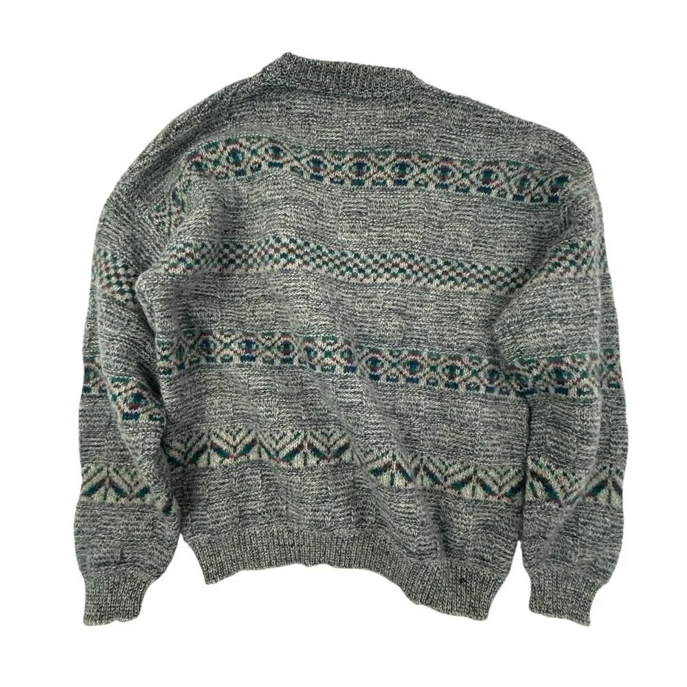 Vintage I'm A Plum Wool Sweater Men 2X Gray Crew Minnesota USA Fair Isle